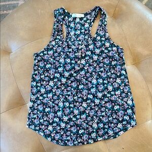 Forever 21 Blue Sleeveless racerback floral Tank Top